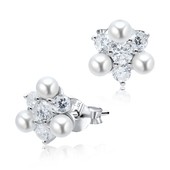 Gorgeous CZ Silver Stud Earring With Pearl STS-3240